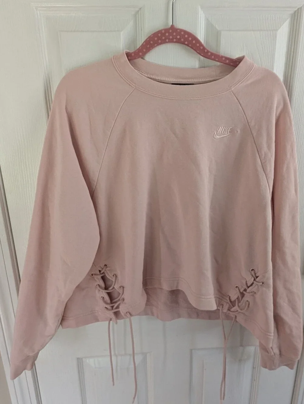 Nike Light Pink Lace-Up Cropped Sweatshirt Size 1X